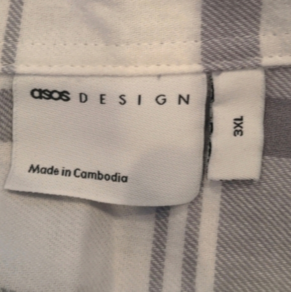 ASOS Gray and White Striped Long Sleeve Button Down Shirt size 3XL - Picture 7 of 8
